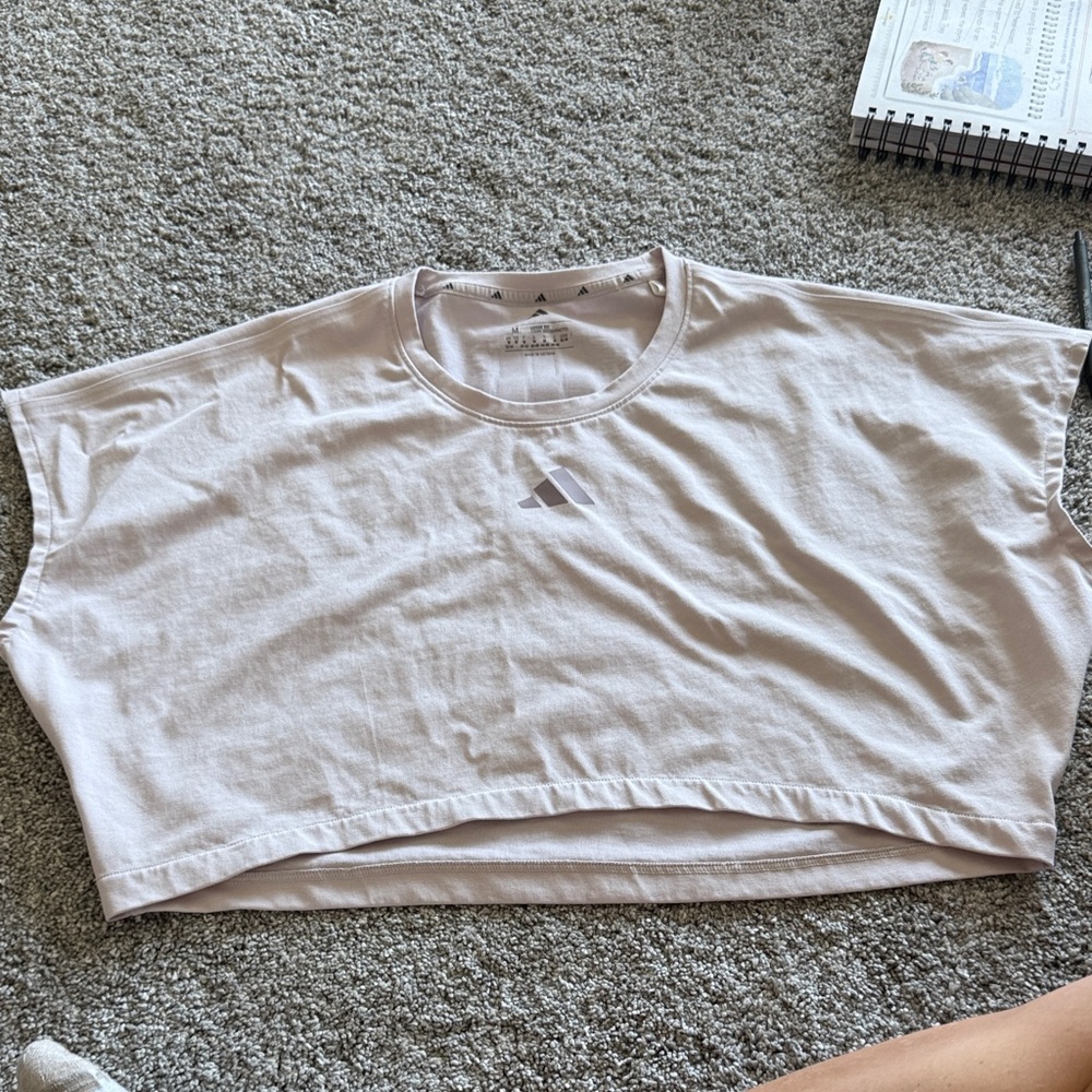 adidas Cropped Tee in Pale Pink
